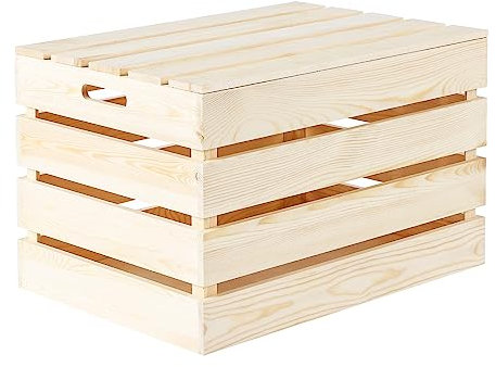 Wooden Chest Storage Chest Wooden Storage Box Log Basket with Lid Footstool Coffe Table (Large)
