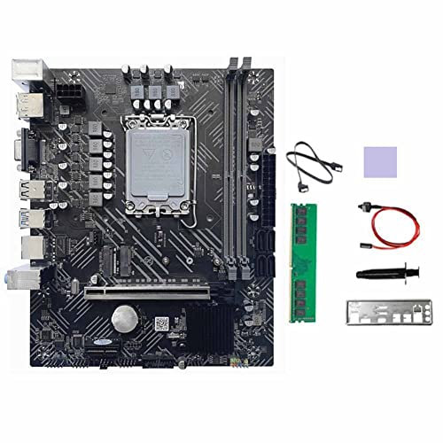 Rheross H610 Scheda Madre+DDR4 4G 2133Mhz RAM+Grasso Termico LGA1700 Gigabit LAN per G6900 G7400 I3 12100 I5 12500 12Th CPU Kit di Ricambio