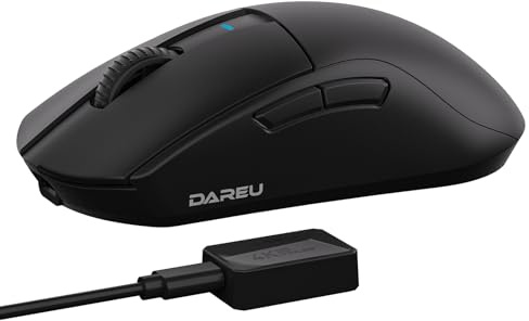 DAREU A950pro mouse gaming wireless 4K 55g ultra leggero, frequenza di polling 4 kHz, sensore ottico PAW3395, DPI 26K, 5 pulsanti programmabili, supporto 15 minuti di ricarica rapida e connessione