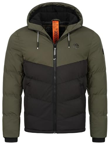 Indicode Herren INAgiotis Winterjacke mit Kapuze | Herrenjacke Jacke Steppjacke Männer Army, L