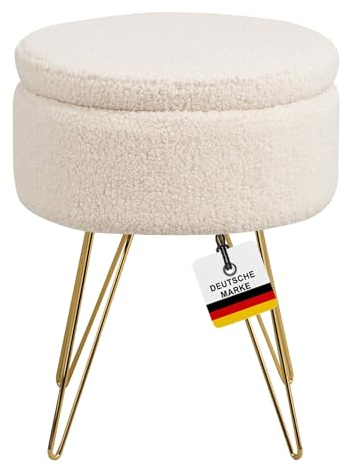 Albatros Hocker mit Stauraum Cannes – Sitzhocker mit Stauraum, Modernes Design, Edler Sherpa-Bezug – Sitztruhe oder Sitzbank mit Stauraum – optimal als Fußhocker oder Hocker Schminktisch, Beige