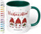 Weihnachtstasse mit Namen „Frohe Weihnachten!“ - mit 3 Wichtel-Motiv - 330ml - personalisierter Keramik Kaffeebecher mit Spruch – individuelles kleines Geschenk zu Weihnachten (Dunkelgrün)