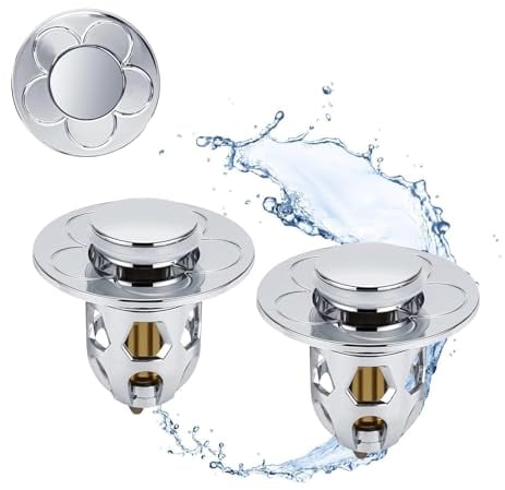 Zenovate Tappo Lavandino Bagno, 2 Pezzi Tappo Bidet Pop up, Tappo Vasca da Bagno Universale, Tappi Per Lavandino Bagno Click Clack, Tappo di Scarico Con Filtro Anti Clogging (34-40 mm)