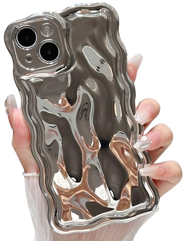 ZTOFERA Wavy Case for iPhone 11, Cute Wave Frame Shiny 3D Ripple Electroplating Design Protective Phone Case Soft TPU Bumper Shockproof Cover for Girls Women, Silver