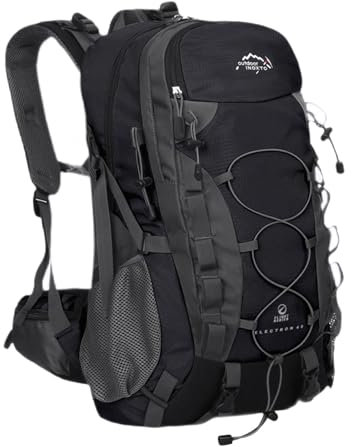 Bergsteigerrucksack, Kletterrucksack, Wanderrucksack, Outdoor-Tagesrucksäcke für Rucksackreisen, Reisen, Jagd, Radfahren, Schwarz