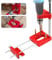 Omninmo Portable Drill Guide, Woodworking Drilling Locator, Precise Positioning Adjustable Mini Bench Drill Press Machine with High Speed Tool for Cabinet Hardware Furniture (Red)