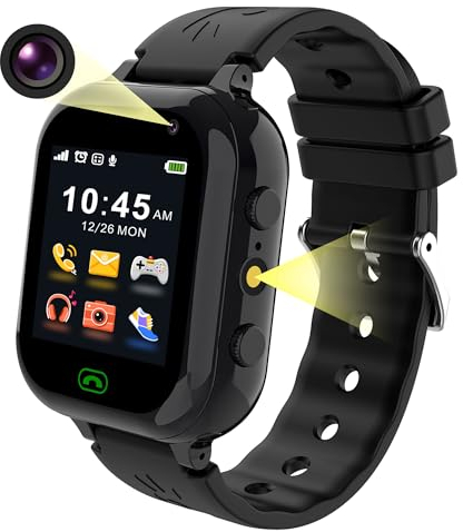 Montre Connectée Enfant avec Carte SIM, Montre Téléphone Enfant avec Appel SOS SMS Message 25 Jeux Appareil Photo Musique Alarme Podomètre Calculatrice Lampe, Montre Cadeau Parfait pour Garçons Filles