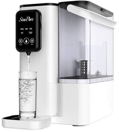 SimPure Y9T 300G Aufsatz-Umkehrosmose-Wasserfilter, nahe 0 TDS-Wasserreiniger, NSF/ANSI 58-zertifiziertes 6-stufiges RO-Wasserfiltersystem mit UV-Reinigung, BPA-frei, keine Installation erforderlich