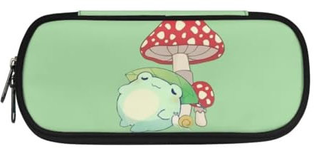 Jeiento Cute Frog Pencil Case,Large Capacity Pencil Bag Big Storage Pencil Box Mushroom Snail Pen Pouch for Boys Girls Teenage,Office School Stationary Organiser Supplies