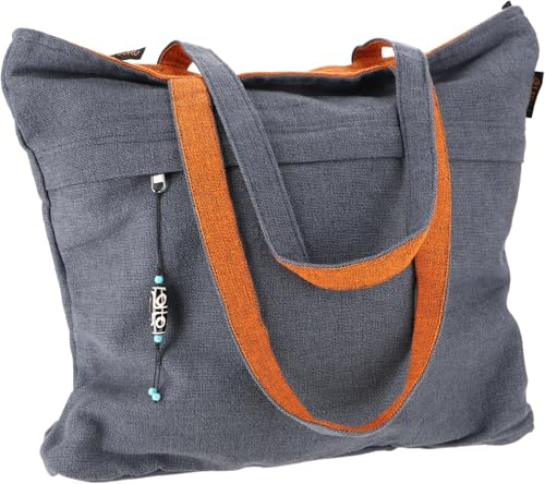GURU SHOP Geräumige Shopper Tasche, stabile Einkaufstasche, Baumwolle | 100 % Baumwolle, geräumiger Innenraum, Reißverschluss, praktische Innentasche, handgefertigter Schmuck
