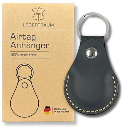 LEDERTRAUM Airtag Anhänger aus ECHT-Leder in schwarz, Schlüsselanhänger Leder, Hülle kompatibel mit Apple (schwarz)