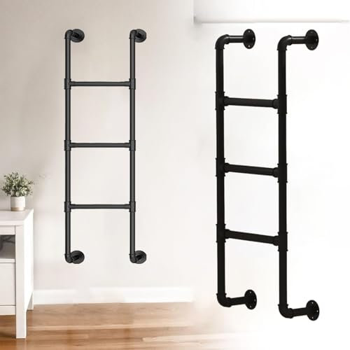 An der Wand montierte Metallleiter für das Dachgeschoss zu Hause robuste Leiter für Etagenbetten 1m 1.25m 1.3m 1.4m 1.45m 1.5m Höhe Eingangs-/Ausgangsleiter für Außendächer/Garagen, Tragkraft 150 kg(3