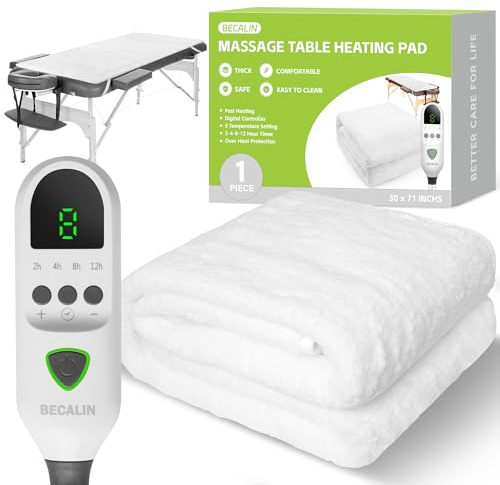 Massage Table Warmer Heating Pad Professional SPA Massage Bed Warmer with Timer, 9 Heat Setting, Overheat Protection for Massage Bed & Spa, Thickened & Soft Fleece, 30 x 71