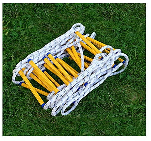 Strickleiter für Erwachsene, Notleiter, Sicherheitsleiter, Notausstieg aus Fenster und Balkon mit Haken/6M