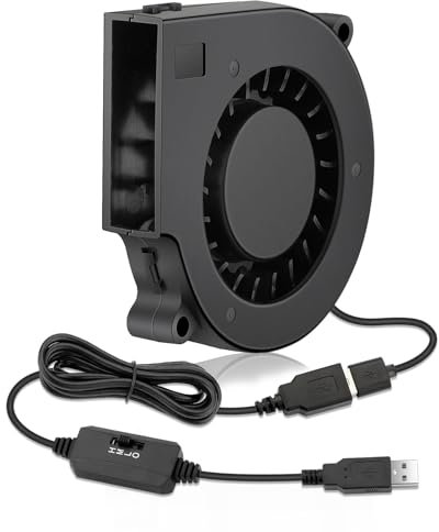 WDERAIR 75mm x 15mm Small USB Blower Fan 5V Turbo for Helmet Car Amp Audio Radiator Computer Case Cooler
