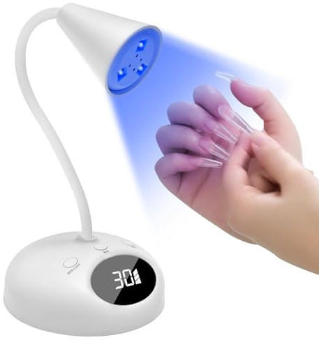 CGBE Mini Lampe UV Ongles: 18W LED Mini Lampe UV avec 4 Modes, Capteur Intelligent et Écran LCD, Portable Sèche-Ongles pour les Manucures DIY à Domicile ou en Salon (White)