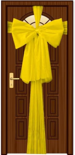 SHATCHI Pack of 3 Christmas Door Bow – Gold 9m Giant Bow Door Cover - Front Door Decorations for Xmas Wedding, Baby Shower Outside Home Decor
