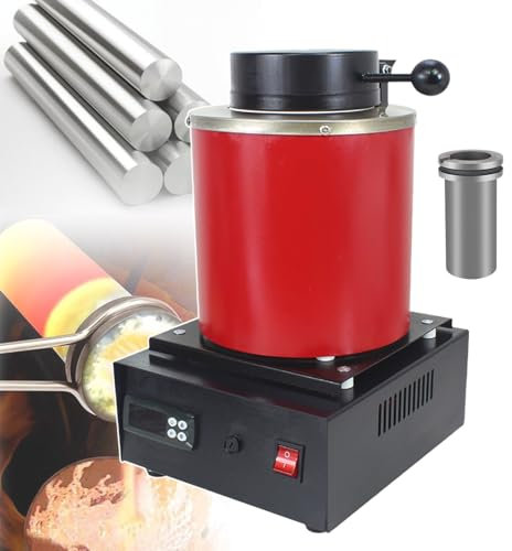 pealiritansemen Horno De Fusión De Metales, Horno De Fusión De Oro/Cobre/Plata/Joyas, Fundición De Orfebrería, con Crisol De Grafito, para Fundir Chatarra, Plata, Oro, Cobre, Aluminio,2KG