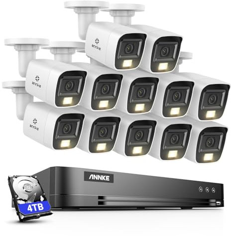 ANNKE 8MP CCTV Camera Systems, 16 Channel H.265+ DVR, 4K CCTV System with 4TB Security Hard Drive, 12 × 8MP Security Bullet Camera Outdoor, Smart Human/Vehicle Detection, Night Vision
