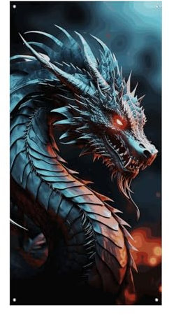 FZMVSQH Bedruckte Banner und Schilder mit Drachen, personalisiertes Banner für die Haustür, Banner, Hintergrund, individueller Wandteppich, Wanddekoration, Hintergrund, Poster, 178 x 80 cm
