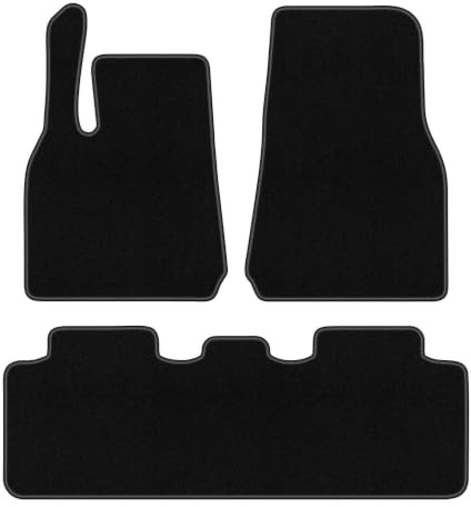 Velours-Fußmatten passend für Tesla Model Y 2019-, Schwarz, BASIC | passend für Crossover; dünner Velours-Teppich (Polypropylen), ca. 4 mm; rutschfest, Klettverschluss