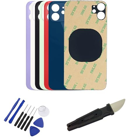 Expert-mobiles VITRE ARRIÈRE COMPATIBLEPOUR iPhone 12 + adhésif + Outillage sans Logo (Rouge)
