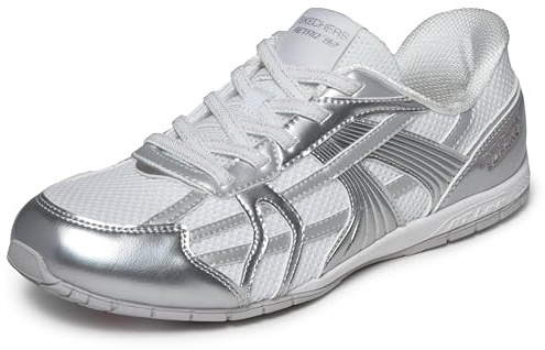 Skechers Women's Retro Lite-Mesmerized Hands Free Slip-ins Sneaker, White/Silver, 5.5 UK