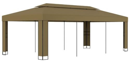 Générique Tonnelle avec Double Toit 3x6 m Taupe 180 g/m²,Maison & Jardin,Pelouses & Jardins,Vie en extérieur,Structures extérieures,Auvents & abris,Taupe,37.7 KG,312219
