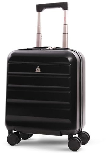 Aerolite 45x36x20 Easyjet 8 Wheel ABS Hard Shell Under Seat Cabin Suitcase | Max Size Hard Shell Underseat Carry On Hand Cabin Luggage Case 45x36x20cm , 4 Dual Wheels , TSA Lock (Black)
