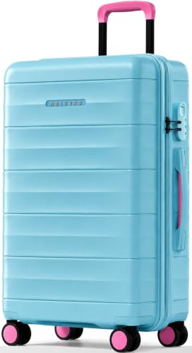 ABISTAB Robuster Hartschalenkoffer Mittelgroß - Leichter Reisekoffer | Koffer Trolley aus Polypropylen | 4 Rollen & Zahlenschloss | Maße: 68 x 43 x 25 cm | 69 Liter | Hellblau