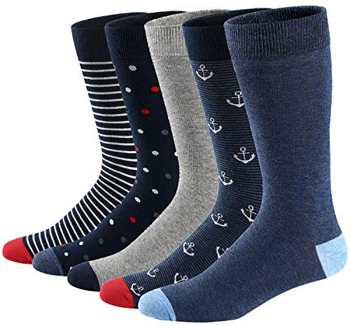 Ueither Calze da Uomo Coloratissimi in Cotone Stilisti Calzini Fantasia dal Design Comodo (Colore 9, 42-48)