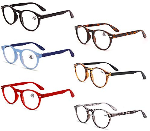 KOOSUFA Lesebrille Herren Damen Retro Runde Nerdbrille Lesehilfen Sehhilfe Federscharniere Vollrandbrille Anti Müdigkeit Brille mit Stärke 0.0 1.0 1.5 2.0 2.5 3.0 3.5