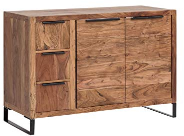 Woodkings Sydney Waschtisch I BxHxT: 105x74x45 cm aus Massivholz Akazie Hell I Doppelwaschtisch für Ihr Badezimmer I 2-türiger Bad Unterschrank mit Schubkästen