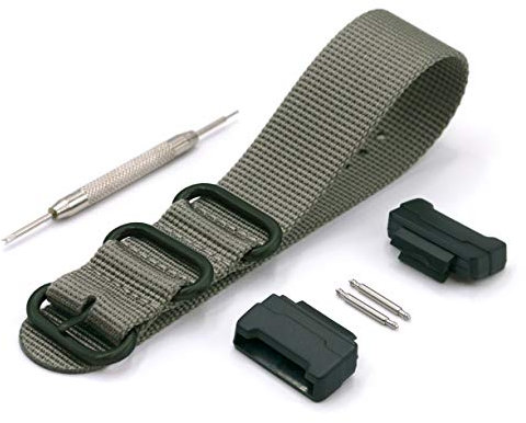Vario Compatible with Casio G-Shock Military Dive Ballistic Nylon Ash Grey Premium Replacement Watch Band with Adapters and Spring Bar Tool