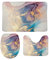 My Daily 3-teiliges Badezimmerteppich-Set, blau, lila, goldener Marmor, Kunst, moderne Konturmatte, WC-Deckelbezug, rutschfeste Badematte