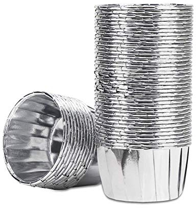 Spesh Papier Backförmchen Muffinformen,50er Pack Einweg-Muffin-Backbecher,für Weihnachten,Hochzeit,Geburtstagsfeier,7-Farben(Silber)