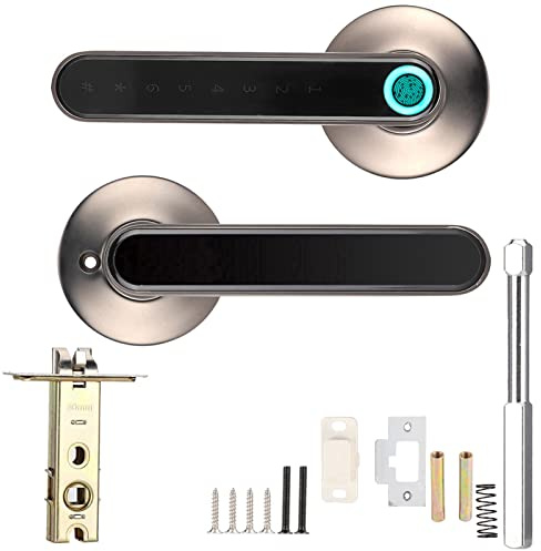 Biometric Lock, Fingerprint Door Lock Smart Electronic Digital Door Handle App Bluetooth Password Unlock Keyless Entry Lever (Black)
