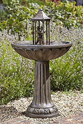 Garden Mile Dancing Couple Water Feature Bronze Effect Fountain for Garden Freestanding Patio Centrepiece Ornamental Resin Decorative Fountain Bird Bath