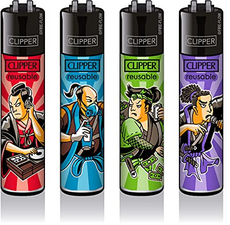 Clipper Feuerzeug 4er Set: (Urban Samurai)