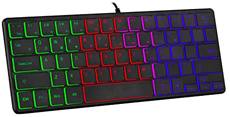 Wired Keyboard Luminous RGB Backlight 64 Keys Computer USB Gaming Keypad for Laptop USB Keyboard Ergonomic for Computer