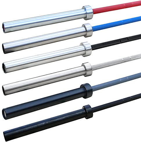 Sporttrend 24® Olympische Profi Hantelstangen 201 & 220cm mit 50mm Aufnahme | Weightlifting Powerlifting Langhantelstangen aus Chrom oder QPQ (2010mm / 4 Lager / 15KG, Rot/Chrom 190K)