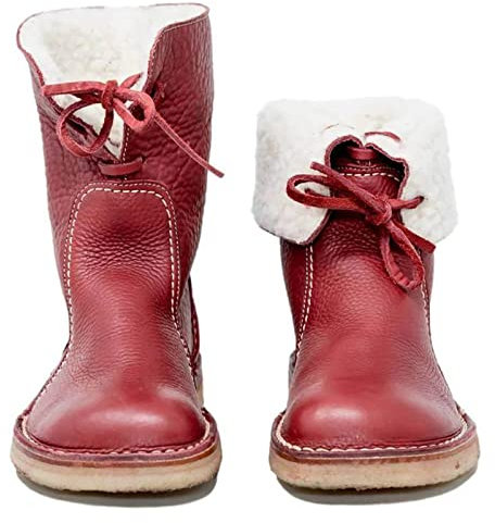 Stivali da Neve da Donna Stivali a metà Polpaccio Foderati in Pelliccia Stivali Invernali Antiscivolo alla Caviglia Stivali Pesanti in Peluche con Tacco Basso Scarpe Calde da Esterno-C||10