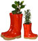 Dibor Set of 2 Flower Pot Planters - Small & Large Wellington Boot Plant Pot Gift Set (Red)