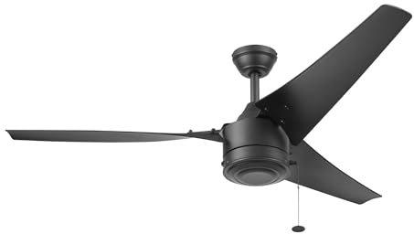 Prominence Home Talib, 52 Inch Contemporary Outdoor Ceiling Fan with No Light, Pull Chain, Dual Mounting Options, Modern High Performance Blades, Reversible Motor - 51637-01 (Matte Black)