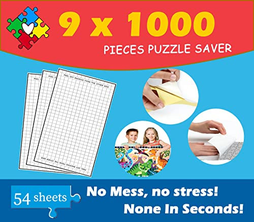 Preserve 9 X 1000 Piece Puzzle Glue Sheets Clear Saver Peel and Stick 55 Puzzle Saver Sheets Puzzle Frame Kit Puzzle Glue Clear No Stress and No Mess Adhesive Sheets Preserve Puzzle for Adult and Kids