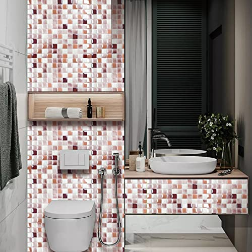 Piastrelle Adesive Cucina 20x20 Rosa Bianco 10 Pezzi Mattonelle Adesive Bagno Pvc Impermeabile Adesivi per Piastrelle Parete Fai da Te Adesivi per Cucina Decorazioni