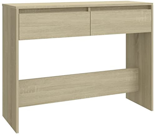 vidaXL Konsolentisch mit Schubladen Konsole Beistelltisch Flurtisch Sideboard Ablagetisch Wandtisch Frisiertisch Sonoma-Eiche 100x35x76,5cm Holzwerkstoff