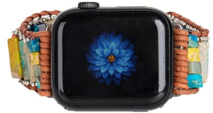 NUZUJX Chakra Watch Armband Kompatibel mit Apple Watch 38mm/40mm 41mm/42mm/44mm/45mm - Boho Bohemian Watch Strap Kompatibel mit Apple iWatch 1/2/3/4/5/6/9/SE Serie für Frauen (42-45) MM Watch Pl. ate)