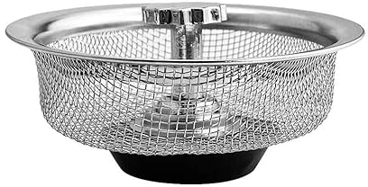 INF Abflusssieb mit Griff Edelstahl Silber, 83 mm Waschbecken Sieb Ablauf, Ideal für Küche Netto Senke