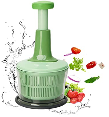 Essoreuse à salade et hachoir, séchoir manuel pour légumes, fruits, panier à salade avec bol passoire pour cuisine (vert)